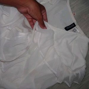 Frill -  Trimmed Chiffon Tunic Dress