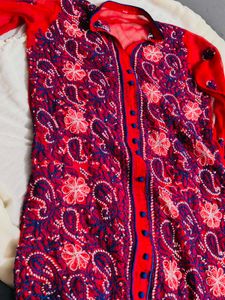 Red Embroidered Kurti