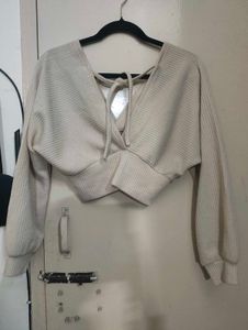 Ivory Cropped Long Sleeve Top