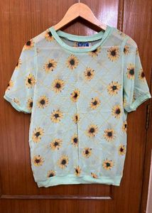 Life Sheer Sunflower Print Top