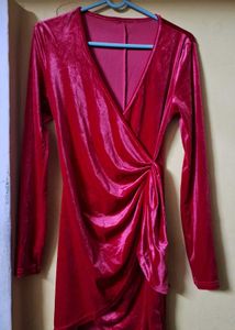 Rose Colour Beautiful Velvet Stylist Dress