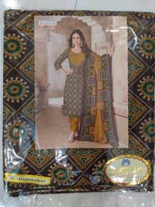 Elegant Mustard & Olive Green Salwar Material