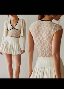 NewMe Lace Trim Top with Bow Detail Size-S