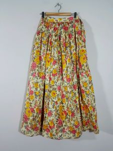 Yellow with Floral Print Ethnic Skirt ( Women's)