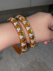 Orange Glass Kada Pair 2.25