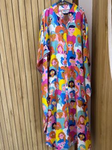 New Without Tag Print Kaftan Pocket Dress