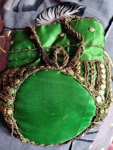 Green Beaded POTLI BAG