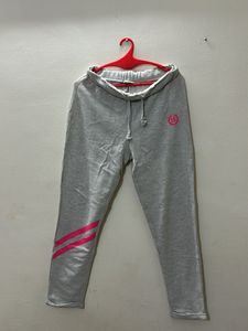 Grey Joggers with Pink Stripes
