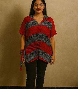 Red & Black Patterned Top