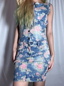 Floral Denim Mini Dress