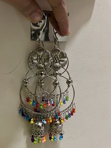 Long Oxidised Jhumkas Multicolour