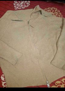 Zip-Up Knit Cardigan