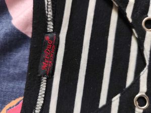 Striped Tee with Grommets