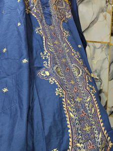paisley Embroidered Blue Kurta XXL