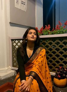 New Mustard Yellow Embroidered Saree !!