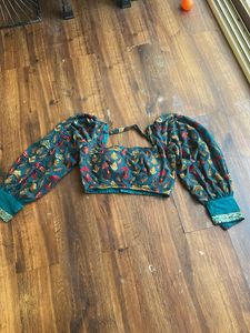 PEACOCK GREEN COLORED EMBROIDERED BLOUSE