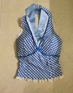 Gingham Halter Neck Top