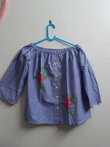Blue off shoulder top