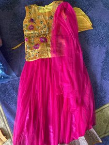 Bright Yellow Pink  Lehenga