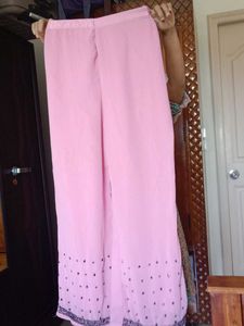 Pink Patterned Scarf And Palazzo Pant