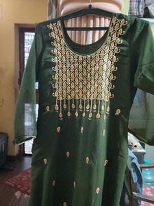 Green Embroidered Kurta Set