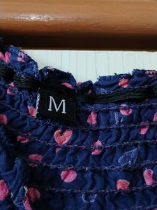 Blue Polka Dot Off-Shoulder Top