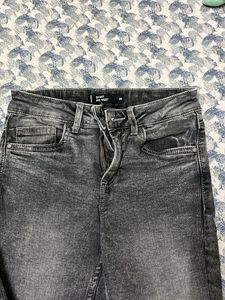 Gray Wash Jeans with Ankle Slits