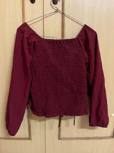 Red Crop Top!! Full Sleeves Stretchable Material🎽