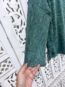 🎀Green Knit Three Quarter Sleeve Top C