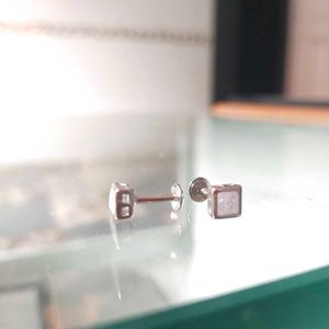 925 Sterling Silver Sparkle Square Studs Earrings.