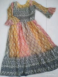 Multi Colour Frock With Embroidery
