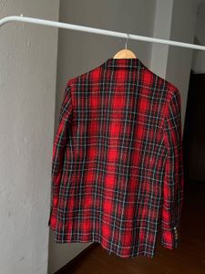 ZARA RED Checked Double Breasted Blazer