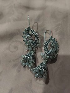 Oxidised Silver Hanging Earrings