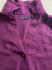 Bershka Purple Button-Down Shirt