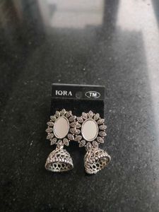 Women Silver Mirror Jhumka