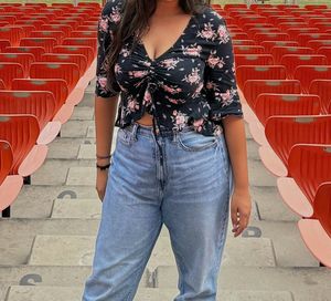 Floral Cinched Crop Top H&amp;M/ Newme