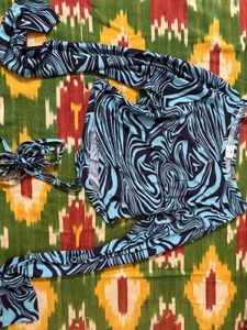 𓃮🐾 Blue Animal Print Mesh Crop Top