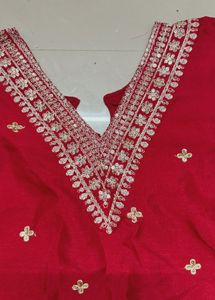Red Embroidered Kurti Set