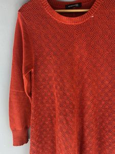 Rust Textured Knit Tunic Top