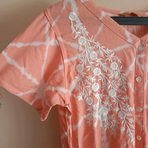 Peach kurta frm mohr