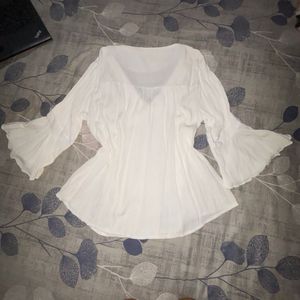 White Bell Sleeve Blouse