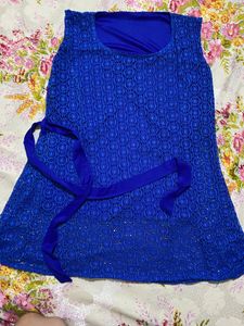 Very Beautiful,pretty Flower Netted Blue Colourtop