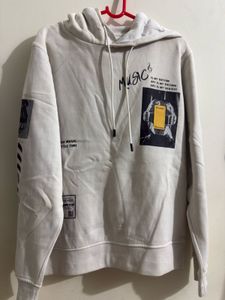 White Graphic Print Hoodie