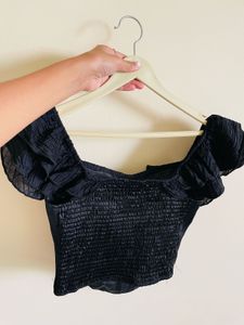 Black Ruffle Corset Top