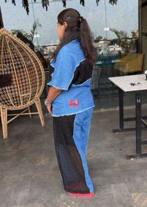 Denim &amp; Mesh Co-ord Set