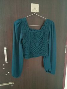 Teal Lace Crop Top