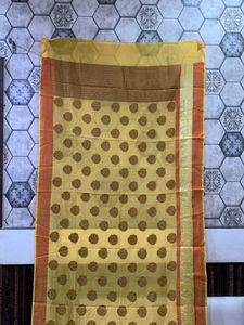 Yellow Cotton Silk Saree