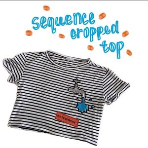Striped Graphic Cropped Tee