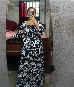 Black &amp; White Print Dress