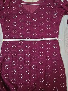 Maroon Embroidered Kurti
